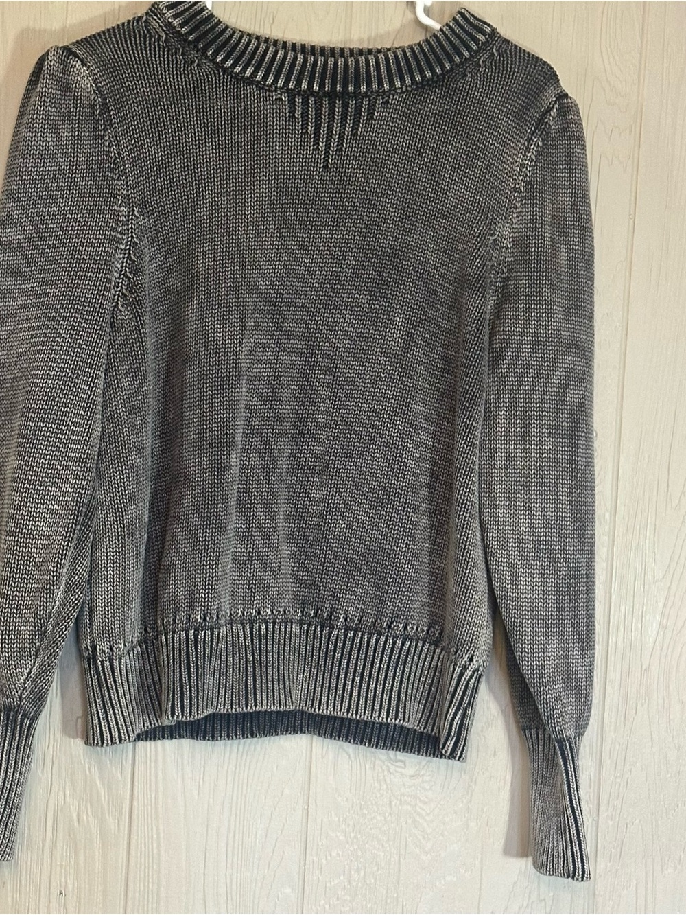 Scoop Women's Gray Crew Neck Long Sleeve Ribbed Knit Cotton Sweater‎ L